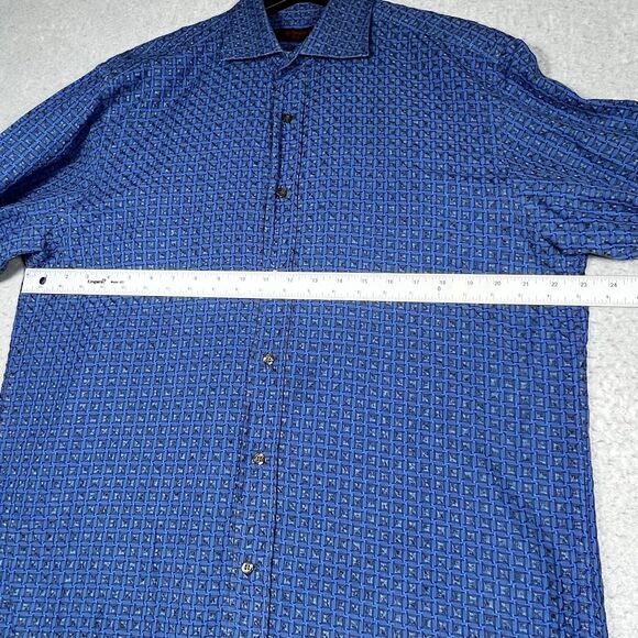 Etro Milano Button Down Shirt Mens Size 42 Blue Long Sleeve Made In Italy - Picture 5 of 10
